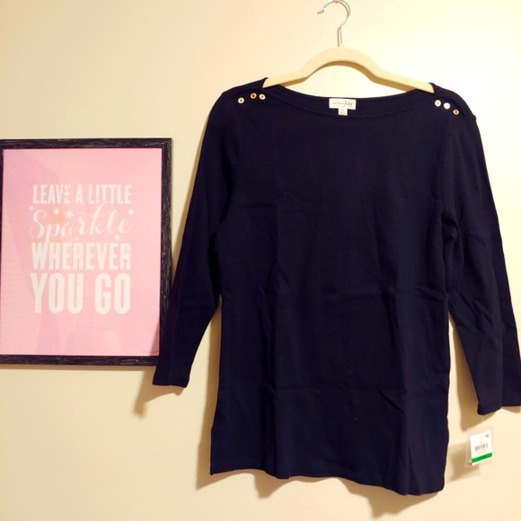 Maison Jules Sweaters - Maison Jules black button accent sweater top large